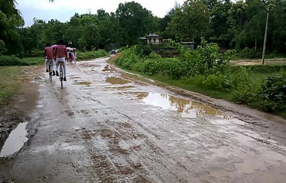 Wretched condition hits Udaipur Salgora road Wretched condition hits Udaipur Salgora road